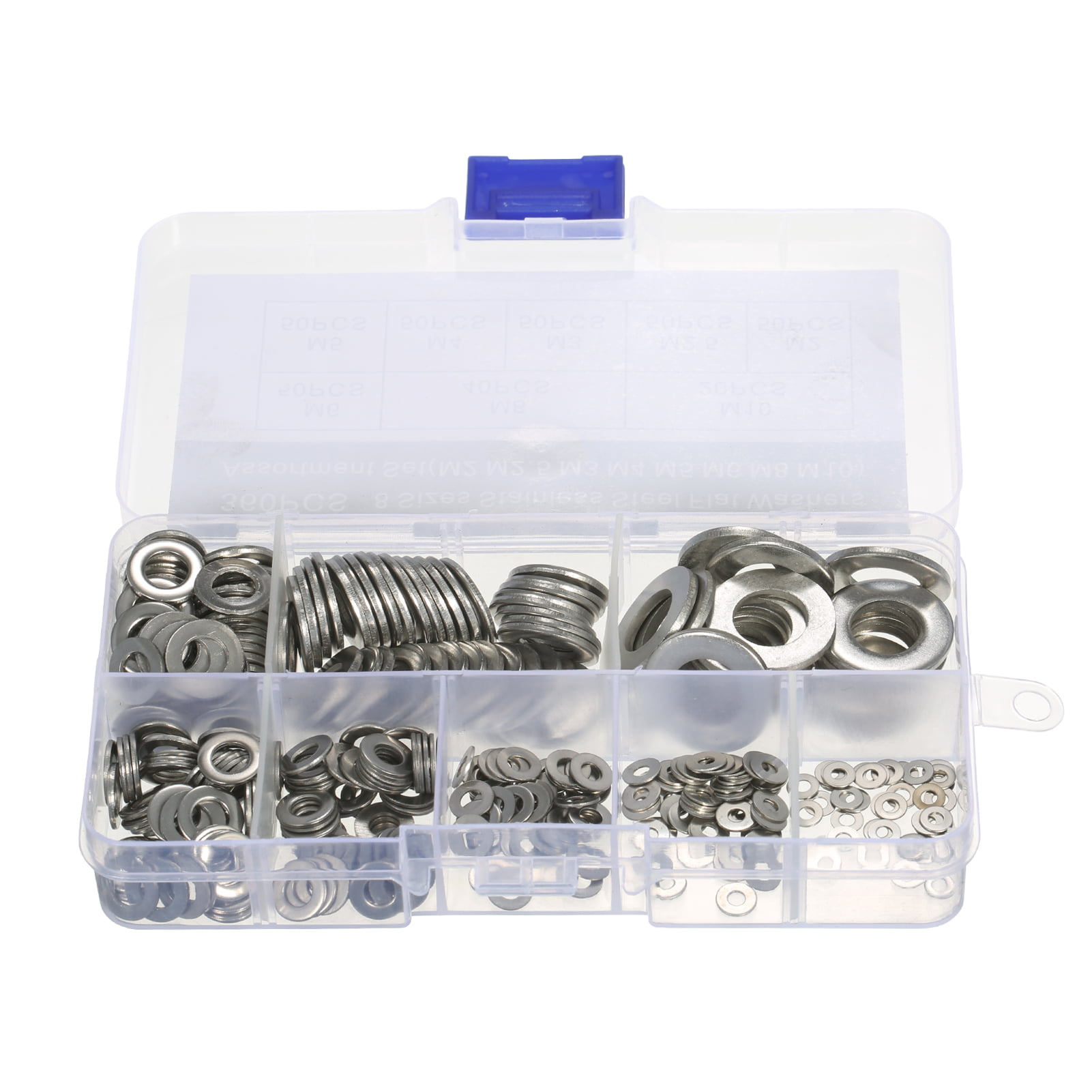 360Pcs Stainless steel Flat Washer Sealing Ring Washers Assortment Set 8 Sizes 