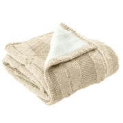 Modern Threads Knit Reversible Natural Acrylic Throw Blanket, 50" x 60"