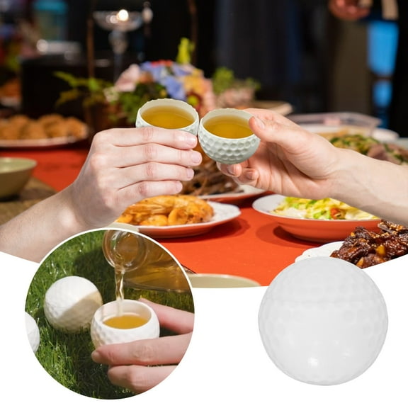 1.5oz Golf Ball Shot Glasses Novelty Golf Ball Shot Glasses with Lid Golf Ball Shaped Shot Glass for Golf Enthusiasts (White, 3Pcs)