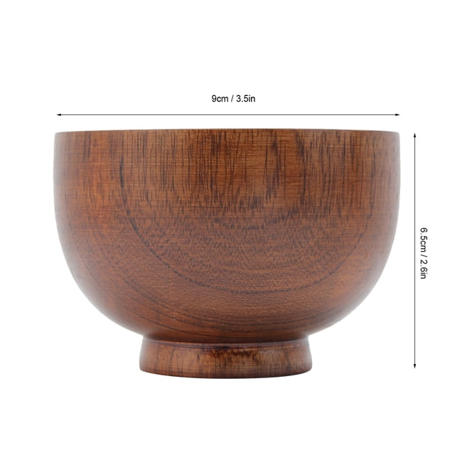 Wooden Fruit Salad Noodles Rice Dining Bowl Soup Food Container Tableware for Home Hotel Restaurant Kitchen