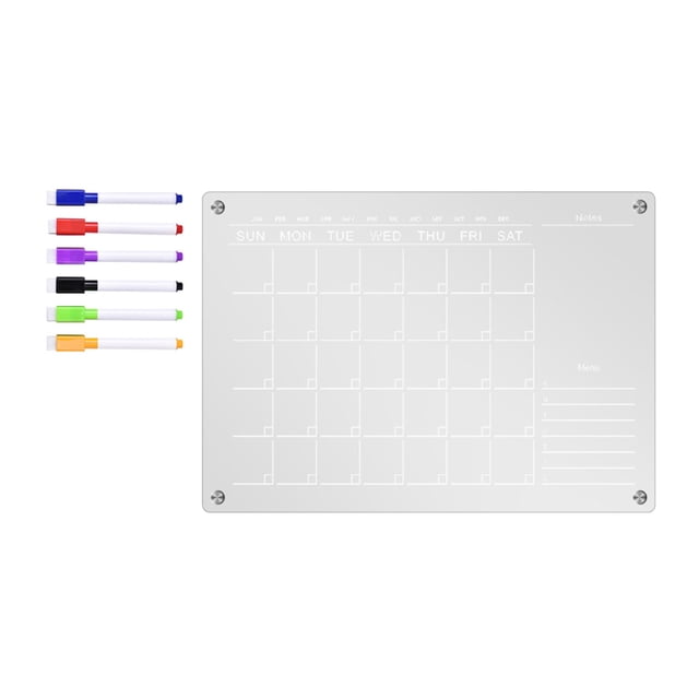 Tablero de notas semanal de acrílico borrable para colgar, tablero de mensajes con cordón, tablero de notas mensual, 5 ml