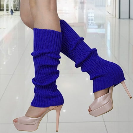 

Mairbeon 1Pair Women Winter Warm Vertical Stripes Solid Candy Colors Leg Warmers Knitting Socks for Home