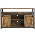 thumbnail image 2 of Topeakmart TV Cabinet with Sliding Barn Doors for TVs up to 65-inch, Rustic Brown, 2 of 7