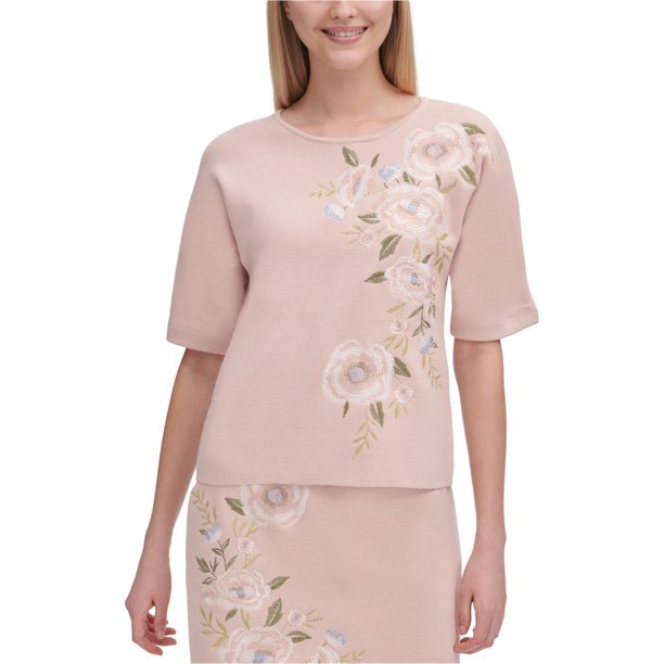 Blusa bordada Calvin Klein para mujer rosa grande estilo Pull-over