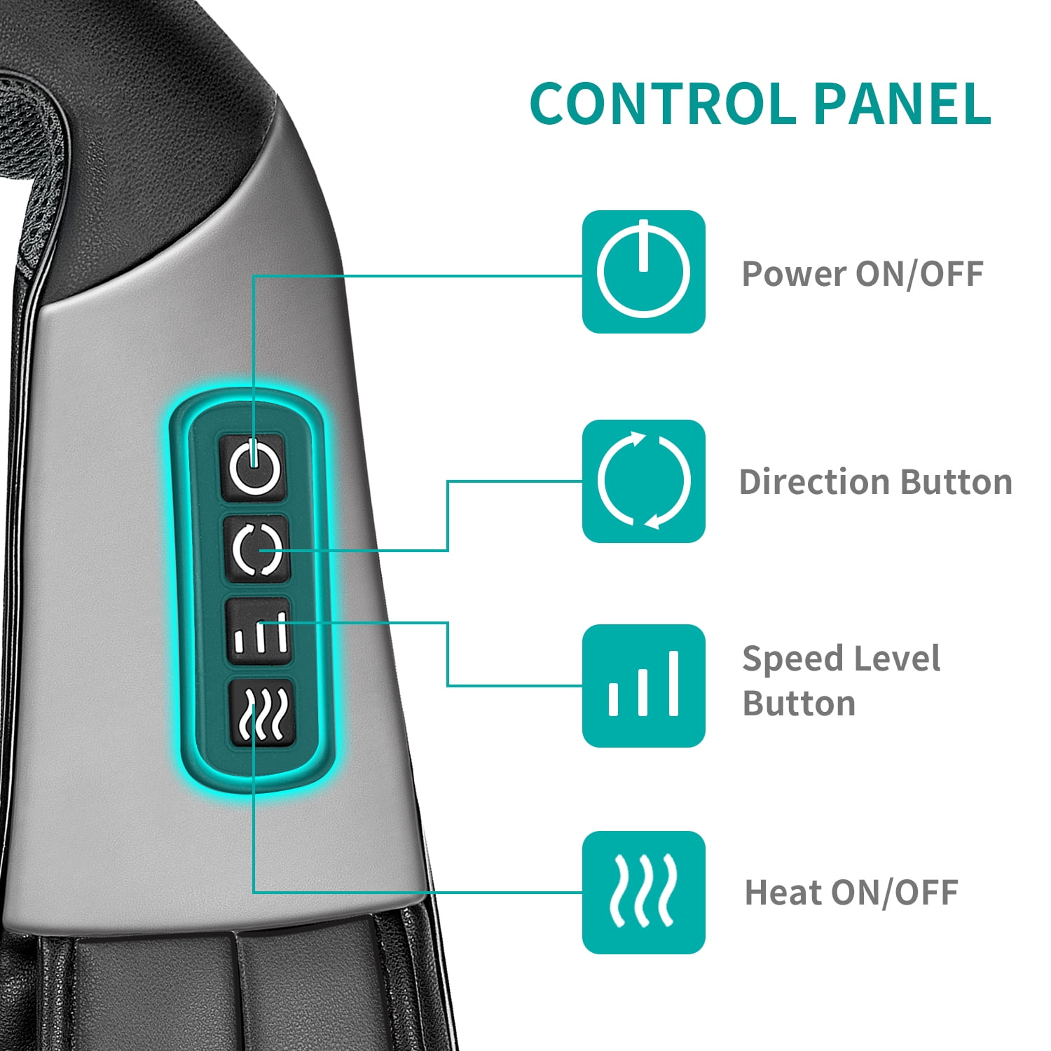 Nekteck Neck Massager with Heat, Deep Kneading Shiatsu Neck and Neck Massager for Pain Relief Deep Tissue, Electric Massage Pillow, Home/Office/Work/Home/School Use, Father Days Gifts(NOT Cordless)