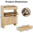 thumbnail image 2 of Fluted Shoe Cabinet Storage with 2 Flip Drawers & 1 Drawers, Wood Narrow Hidden Shoe Cabinet with Adjustable Shelf for Entryway, Freestanding Slim Shoe Rack Organizer for Foyer Hallway Living Room, 2 of 9