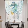 thumbnail image 4 of Tie Up Curtains for Windows Hippocampus Valance Adjustable Balloon Curtain Ocean Marin Life Teal Coral Tie Up Shades for Kitchen Living Room Bedroom Privacy Curtain Drape 34x45 Inch, 4 of 9