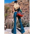 thumbnail image 6 of Flare Yoga Pants for Women - Soft High Waist Bootcut Leggings Tall & Long Leopard Flared Pants Blue Leopard L, 6 of 9