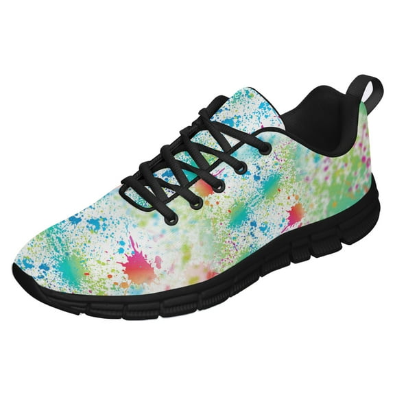 Paint Splatter Shoes for Men Women Running Sneakers Breathable Casual Sport Tennis Shoes Black Size 3.5