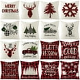 thumbnail image 2 of Fundas de almohada de ciervos navideños, funda de cojín decorativa a cuadros negros y rojos Funda de almohada de lino y algodón Decoraciones de sofá para interiores 18 × 18 pulgadas (45 × 45 cm) kaili Sencillez, 2 of 3