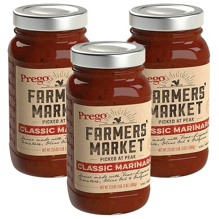 (3 Pack) Prego Farmers' Market Classic Marinara, 23.5 (Best Marinara Sauce Brand)