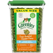 Greenies Feline Adult Natural Dental Cat Treats, Oven Roasted Chicken Flavor, 9.75 oz. Tub KK21 KK21