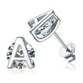 thumbnail image 1 of Pendientes de botón PROSTEEL de Plata esterlina para mujer letra A circonita cúbica, 1 of 8