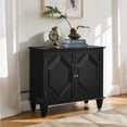 thumbnail image 2 of Hassch 33.6" Small Storage Cabinet with 2 Doors, Modern Accent Cabinet, Buffet Sideboard with Adjustable Shelf, Cupboard for Kitchen, Dining Room, Living Room, Black, 2 of 9
