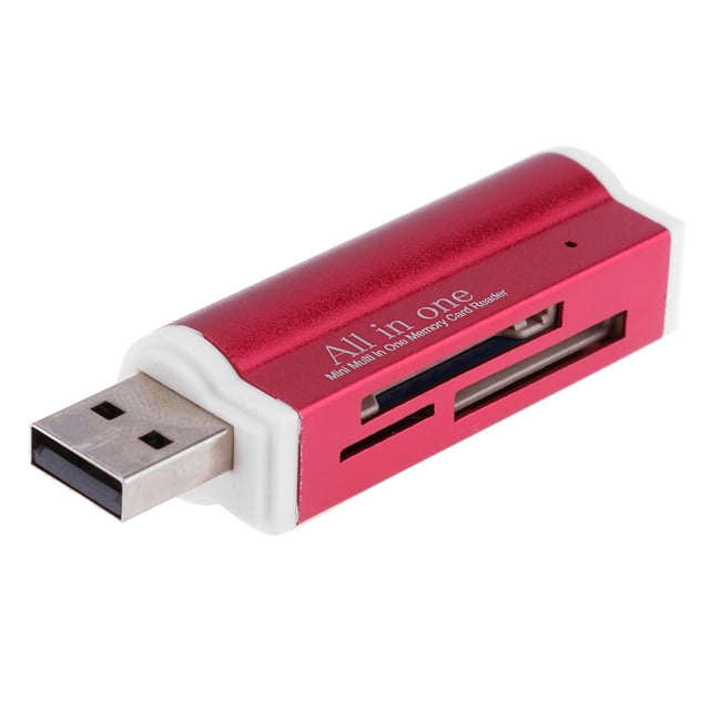1 Lector de Tarjetas de Memoria USB2.0 4 en Multi para SD/SDHC/Mini SD/MMC/TF Rojo