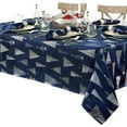thumbnail image 6 of Newbridge Navy Blue and Silver Fancy Metallic Christmas Trees 52 x 52 inch Square Fabric Tablecloth, 6 of 8