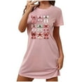 thumbnail image 1 of Tnhcen Pyjama Polyvalent Grande Taille Soie de Lait Robe Courte Double Face Col Rond Été Imprimé Mignon Polyester Spandex P-2TG pour Dormir/se Détendre, 1 of 5