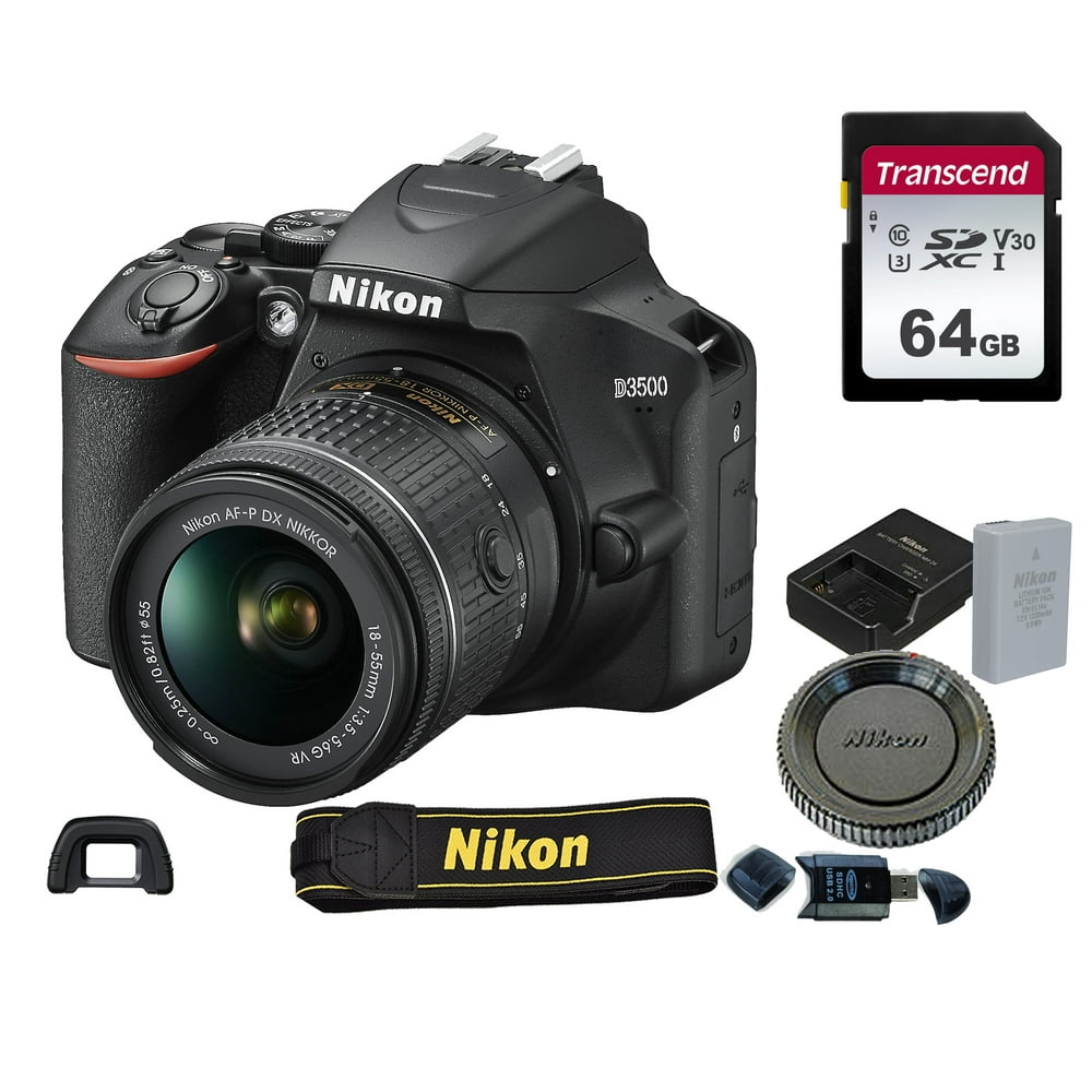 Nikon D3500 DSLR Camera w/ AFP DX 1855mm VR Lens + 64GB Memory Bundle