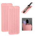 thumbnail image 1 of 2 alfombrillas de silicona resistentes al calor con orificio para colgar, alfombrilla de viaje resistente al calor para planchas de pelo y otros utensilios de peinado calientes, 28 x 13 cm, color rosa, 1 of 5