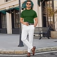 thumbnail image 5 of Mock Neck T Shirts for Men Trendy Stretch Short Sleeve Slim Fit Basic T-Shirt Summer Breathable Lightweight Business Casual Tees Dark Green M, 5 of 7