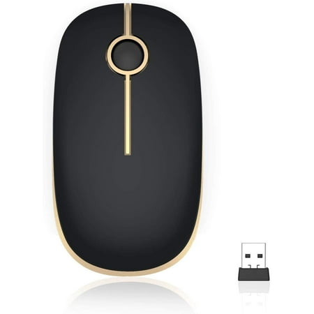 Wireless Mouse, 2.4G Slim Silent Travel Cordless Mouse Optical Mice with Nano USB Receiver for Laptop Computer PC MacBook and Notebook- Black and