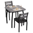 thumbnail image 1 of QinaQin Small Space Dining Set for 2, Retro Black 3-Piece Square Table and Upholstered Chair Set, 1 of 8