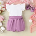 thumbnail image 5 of Gubotare Summer Clothes Girl Baby Girl Summer Clothes Romper Shirt Striped Shorts Bloomers Birthday Outfit 0 3 6 9 12 18 24 Months (Purple,Size 0-3 Months), 5 of 9