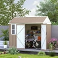 thumbnail image 2 of GVN Garden Storage Shed, Tool Storage Shed,8' x 6' Metal Garden Storage Shed w/ Doors, Window and Air Vents, Brown, 2 of 11