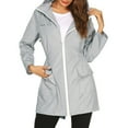 thumbnail image 2 of LOLIPPYY Women's Lightweight Raincoat Ultra-thin Mountaineering Suit Outdoor Windproof Coat Hooded Hiking Active Rainwear (Grey, Size S), 2 of 7