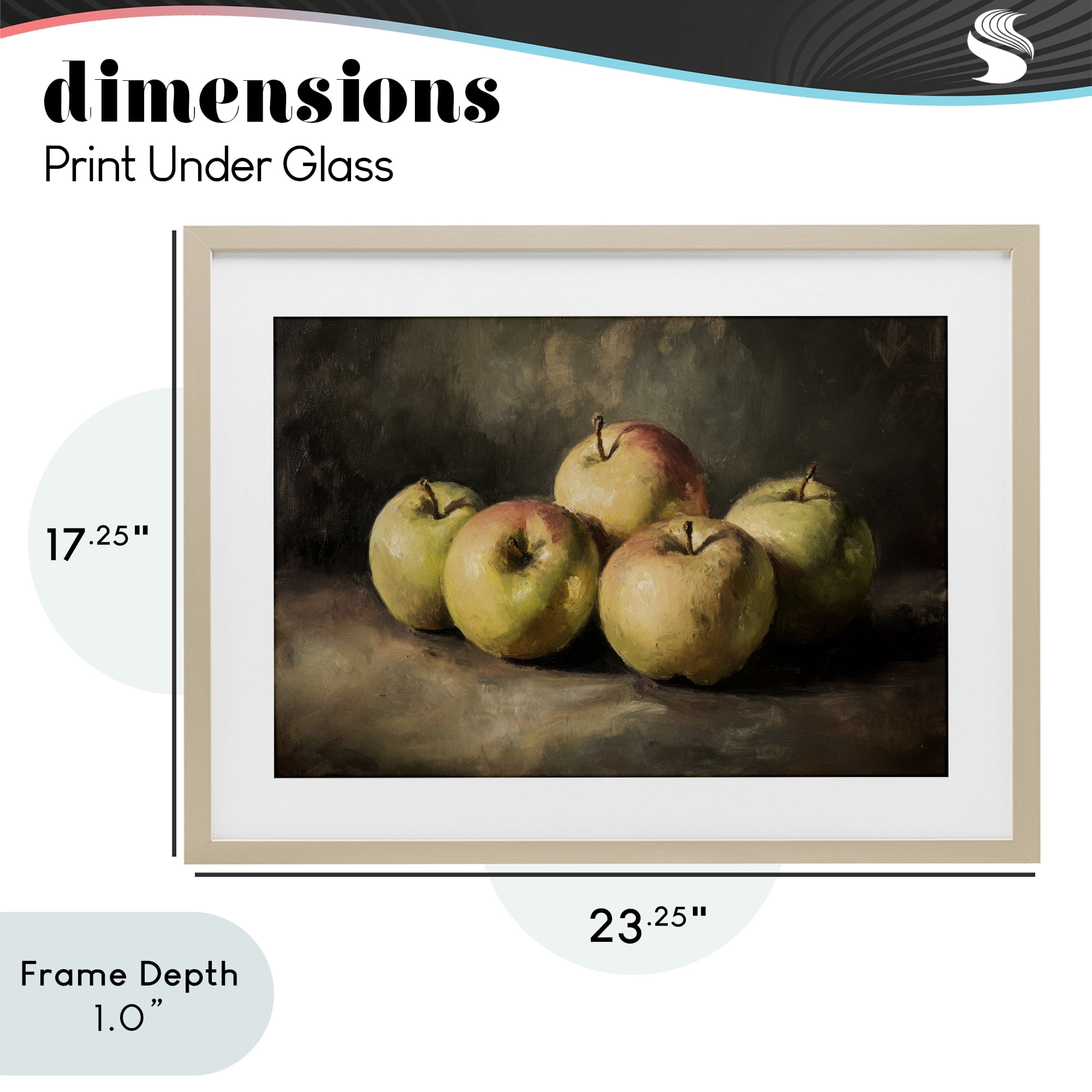 Stupell Industries Apples in Soft Shadow Birch Framed Print Under Glass, design by Petal Prints Design