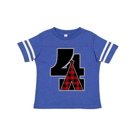 

Inktastic 4th Birthday Buffalo Plaid Teepee Gift Toddler Boy or Toddler Girl T-Shirt