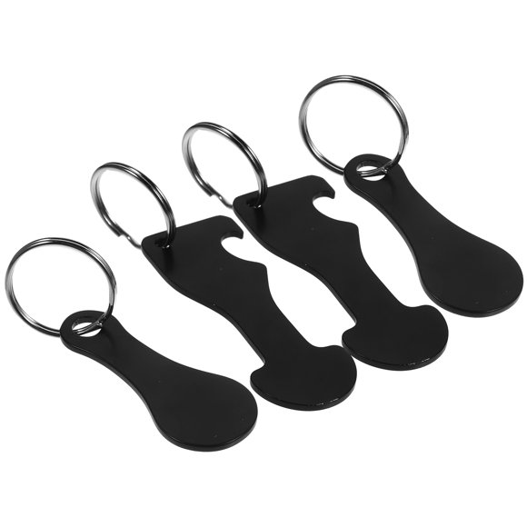 FOMIYES 4Ud Tokens De Carrito De Compras Metálicos Con Llavero Negro Portátiles Y Prácticos Para Uso Eficiente