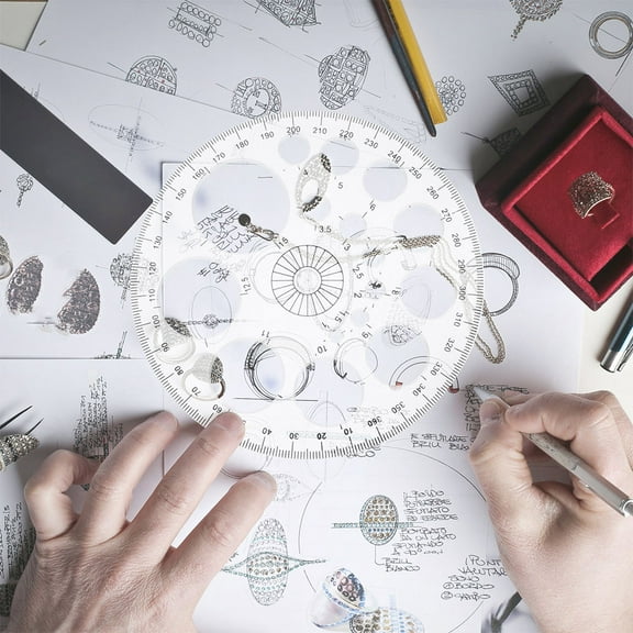 SOPOTUTU 8Pcs  360 Degree Transparent Protractor Ruler Drafting Tools for Home Teaching School Use