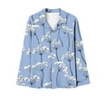 thumbnail image 4 of CALAFEBILA Two Piece Pajamas for Women Womens Button Down Pajamas Pajama Notch Collar Floral Print Tops with Pocket and Pants, 4 of 4