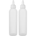 thumbnail image 1 of BRIGHTFROM Botellas aplicadoras con tapa giratoria, exprimen botellas de plástico vacías de 6 onzas, boquilla recargable para abrir/cerrar, multiusos (paquete de 2) (blanco), 1 of 5