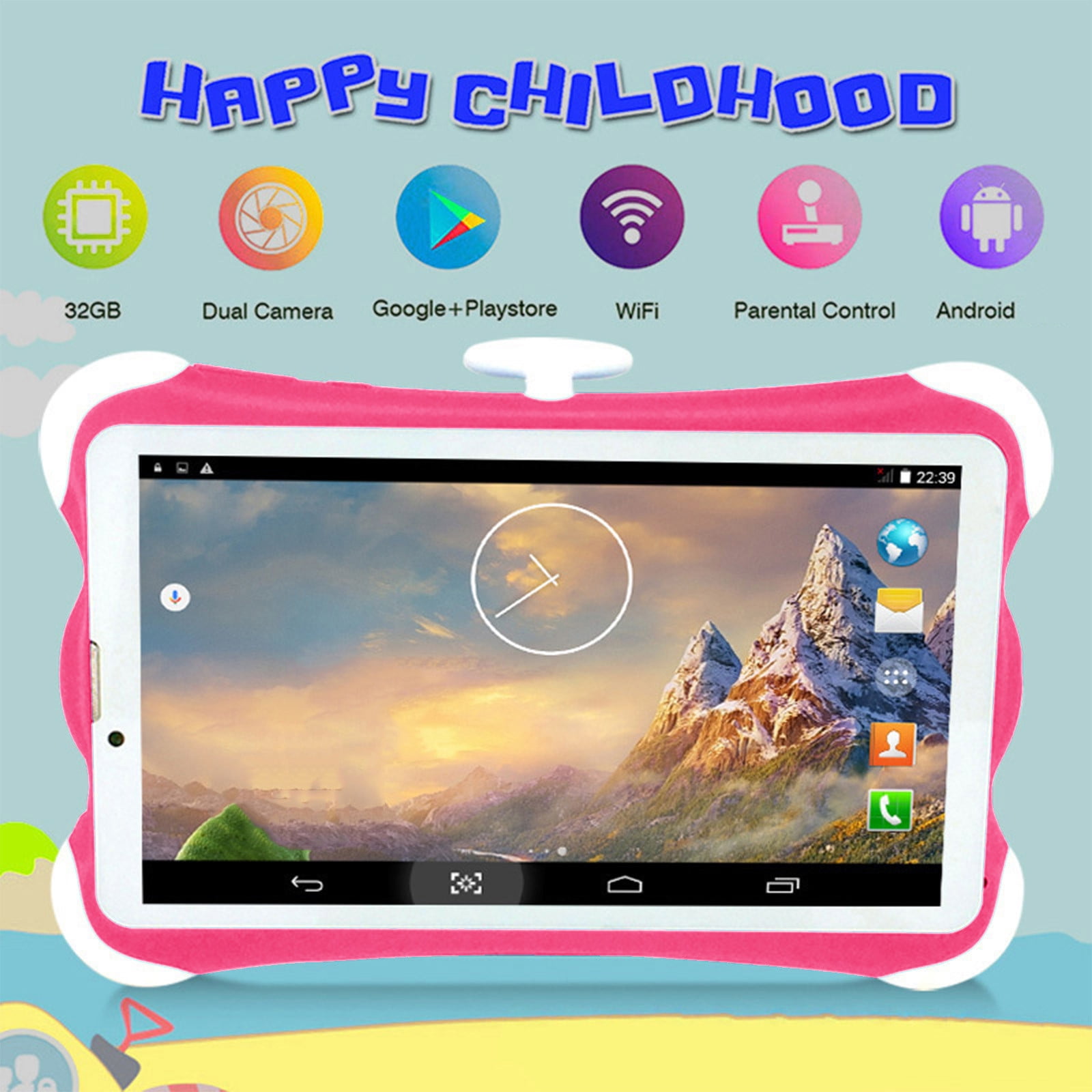 Skegnu 7-inch Children's Tablet Computer Android Tablets Children's Early Education Learning Machine Parent-child Gift Machine Christmas Gift Support For SIM Card Call Gift for Girls on Clearance