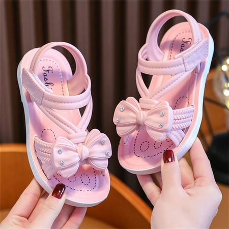 

8QIDA Sandals Girls Size 1 Wide Children Sandals Soft Flat Shoes Fashion Comfortable Flower Sandals Lightweight Baby Sandals 26