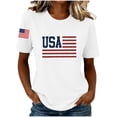 thumbnail image 2 of NTACZA Casual Cute Summer Tops T‑Shirts Crew Neck Usa American Flag Print Short Sleeve Festival Relaxed Fit Graphic Tees White, 2 of 7