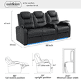thumbnail image 3 of comfiroom Leather Home Theater Seating Seats, Simple Style Dual Power Electric Headrest Game Seats Movie Theater Chairs Top Grain Leather Theater Recliner Sofa (Black, Row of 3 Loveseat Left), 3 of 9