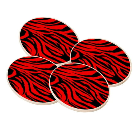 Coaster Zebra - KuzmarK Sandstone Drink Coaster (set of 4) - Red Zebra