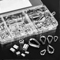 thumbnail image 2 of ZHAOCHENG Kit de 225 terminales de cable de acero inoxidable M1.2-M5 y manguitos de engarce con clips de aluminio, manguito de bucle de engarce para aparejos de terminales de cable de acero, 2 of 4