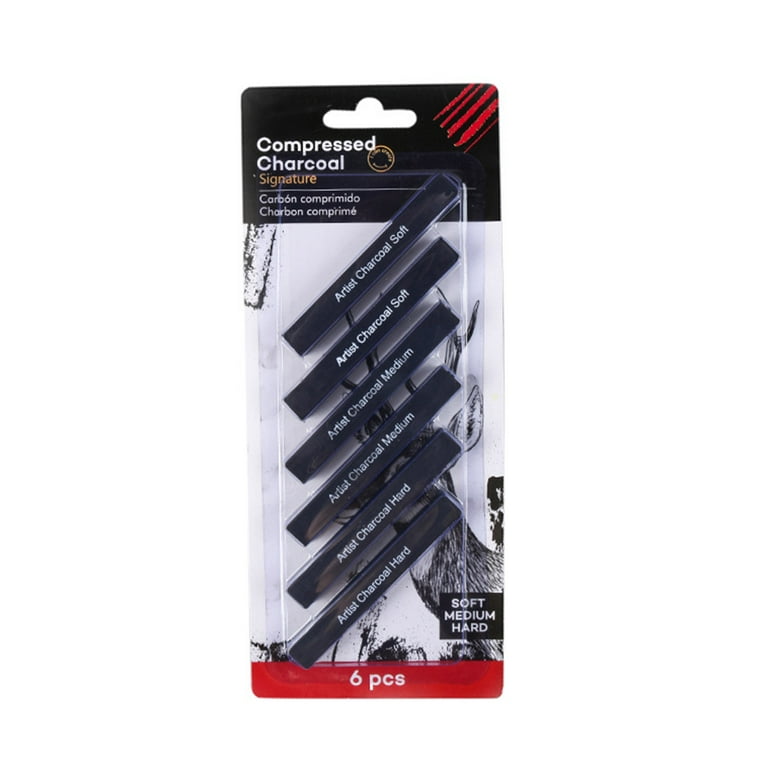 Dyvicl Compressed Graphite Charcoal Sticks, Square Black White