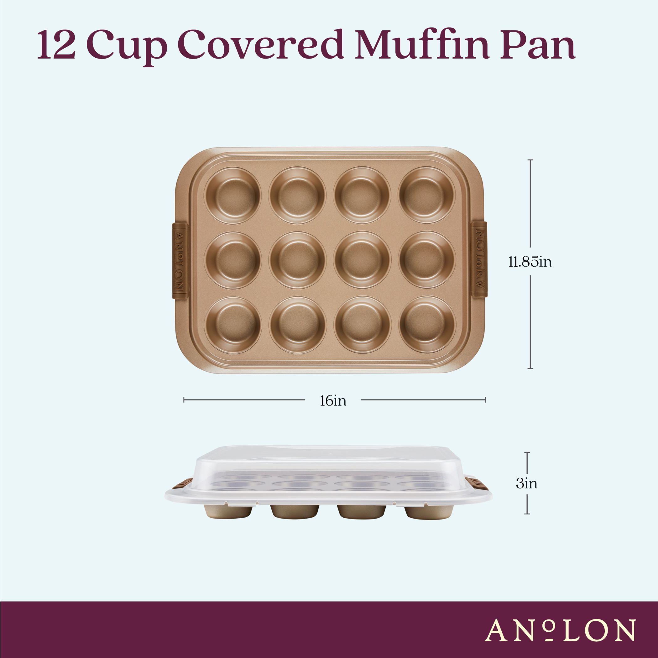 Anolon Advanced Bronze Nonstick Bakeware 12-Cup Muffin Pan with Silicone Grips - image 3 of 7