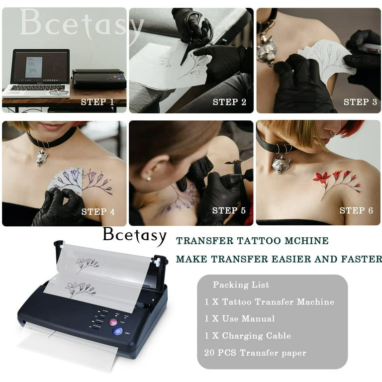 Atelics Tattoo Transfer Stencil Machine Thermal Copier Printer, with 20 Pcs  Transfer Paper, Tattoo Stencil Printer Tattoo for Temporary and Permanent