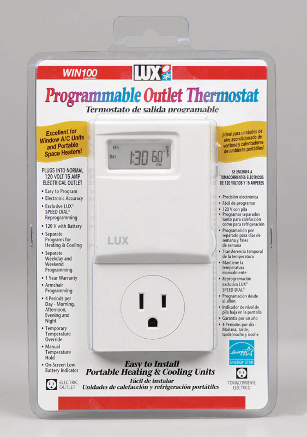 Lux WIN100-A05 Programmable Outlet Thermostat - image 3 of 3