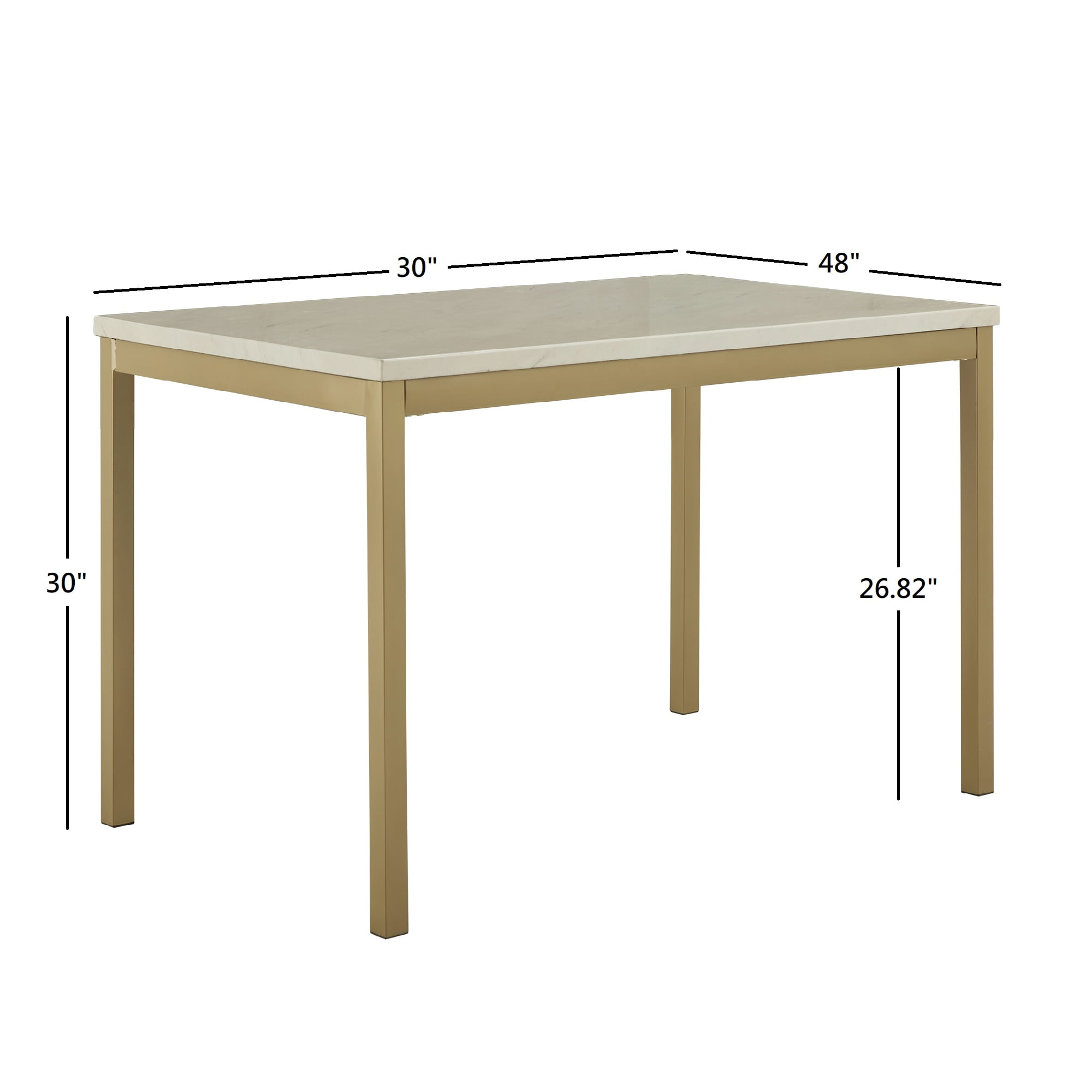 Weston Home Declan 48" Rectangle Faux Marble Dining Table, Gold/White