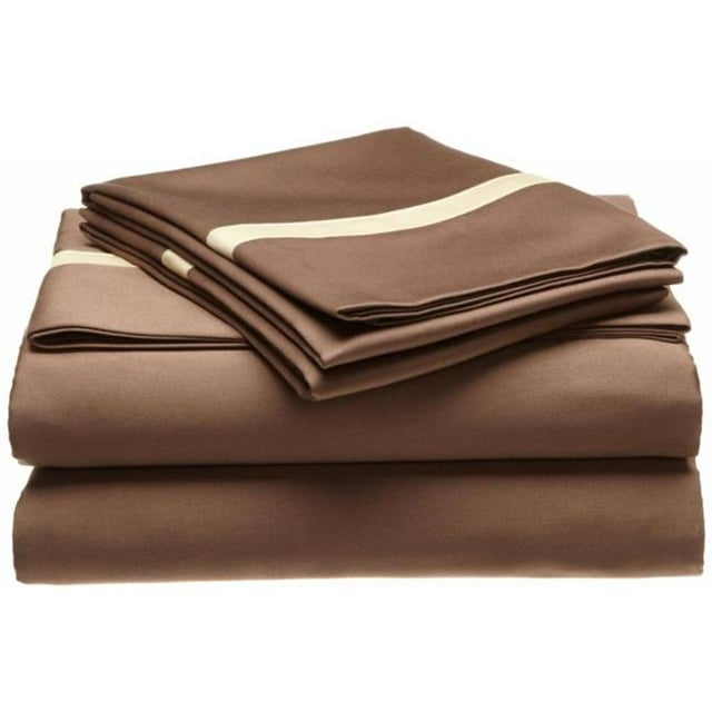 Ensemble de Taie d'Oreiller en Coton à 300 Fils Mocha/miel Standard