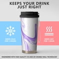 thumbnail image 2 of 18oz Travel Coffee Mug, 316 Stainless Steel Vacuum Insulated Tumbler with 2-in-1 Straw Lid & Strap, Liquid & Marble Print, 2 of 6