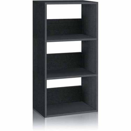 Way Basics Eco 3-Shelf Triplet Bookcase and Storage Shelf, Black