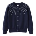 thumbnail image 1 of Cardigan en Tricot avec Strass pour Filles, Col Rond, Veste en Coton, 1 of 17